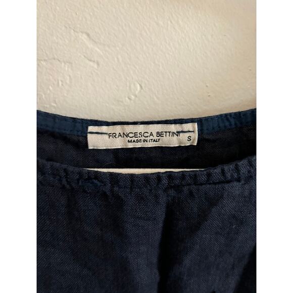 Francesca Bettini Top Women's Small Navy 100% Linen Tunic Blouse Made in Italy - Picture 4 of 7